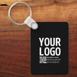 Ihr Logo mit editierbarem QR-Code und Text Schlüsselanhänger