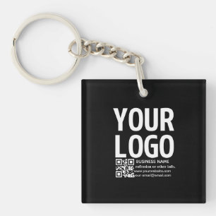 Ihr Logo mit editierbarem QR-Code und Text Schlüsselanhänger