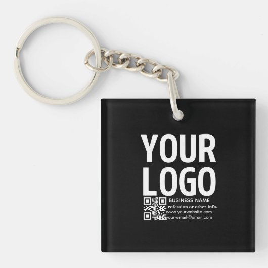 Ihr Logo mit editierbarem QR-Code und Text Schlüsselanhänger (Vorderseite)