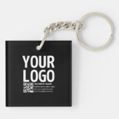 Ihr Logo mit editierbarem QR-Code und Text Schlüsselanhänger (Rückseite)