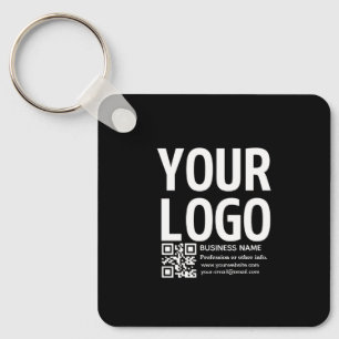 Ihr Logo mit editierbarem QR-Code und Text Schlüsselanhänger