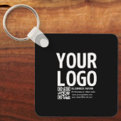 Ihr Logo mit editierbarem QR-Code und Text Schlüsselanhänger (Vorderseite)