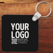 Ihr Logo mit editierbarem QR-Code und Text Schlüsselanhänger (Rückseite)