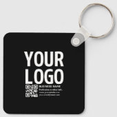 Ihr Logo mit editierbarem QR-Code und Text Schlüsselanhänger (Rückseite)