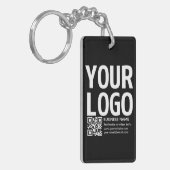 Ihr Logo mit editierbarem QR-Code und Text Schlüsselanhänger (Vorderseite links)