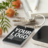 Ihr Logo mit editierbarem QR-Code und Text Schlüsselanhänger (Vorderseite rechts)