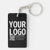Ihr Logo mit editierbarem QR-Code und Text Schlüsselanhänger (Rückseite)
