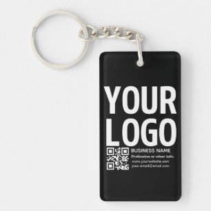 Ihr Logo mit editierbarem QR-Code und Text Schlüsselanhänger