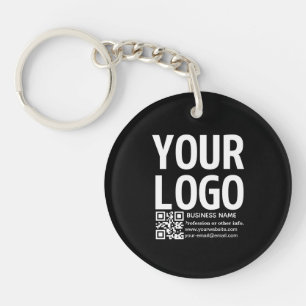 Ihr Logo mit editierbarem QR-Code und Text Schlüsselanhänger