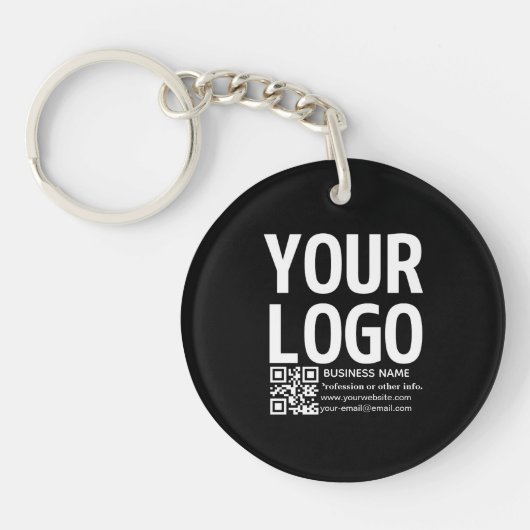 Ihr Logo mit editierbarem QR-Code und Text Schlüsselanhänger (Vorderseite)