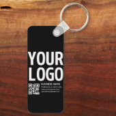 Ihr Logo mit editierbarem QR-Code und Text Schlüsselanhänger (Rückseite)