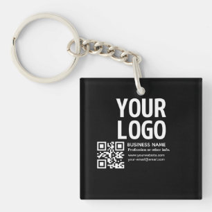 Ihr Logo mit editierbarem QR-Code und Text Schlüsselanhänger