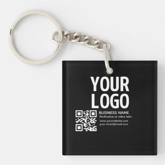 Ihr Logo mit editierbarem QR-Code und Text Schlüsselanhänger (Vorderseite)