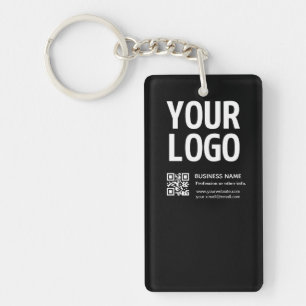 Ihr Logo mit editierbarem QR-Code und Text  Schlüsselanhänger