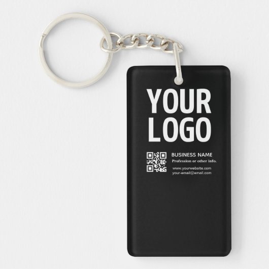 Ihr Logo mit editierbarem QR-Code und Text Schlüsselanhänger (Vorderseite)