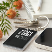 Ihr Logo mit editierbarem QR-Code und Text Schlüsselanhänger (Vorderseite rechts)