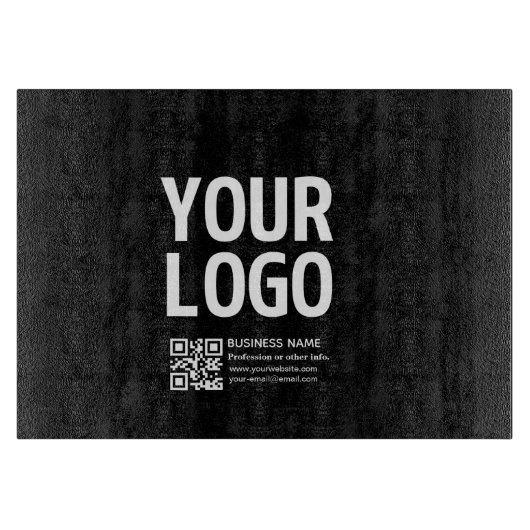 Ihr Logo mit editierbarem QR-Code und Text Schneidebrett (Vorderseite)