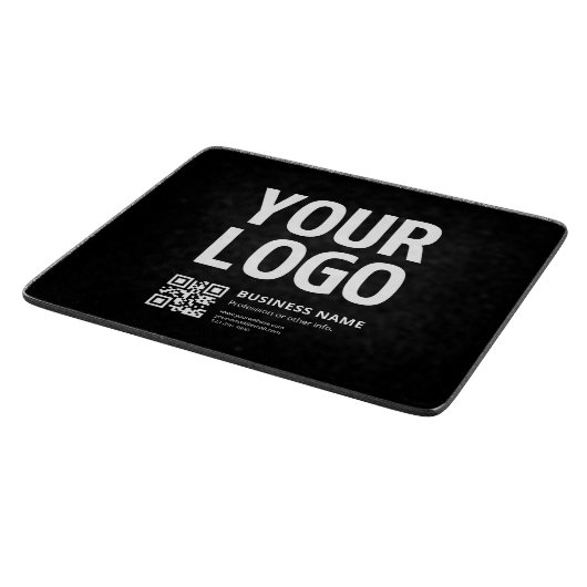 Ihr Logo mit editierbarem QR-Code und Text Schneidebrett (Ecke)