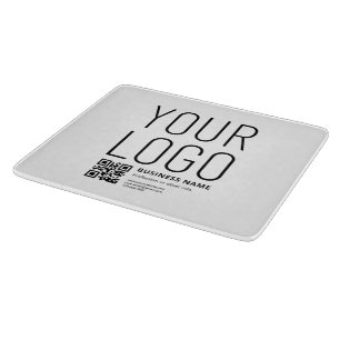 Ihr Logo mit editierbarem QR-Code und Text Schneidebrett
