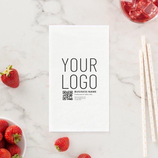 Ihr Logo mit editierbarem QR-Code und Text Serviette (Beispiel)