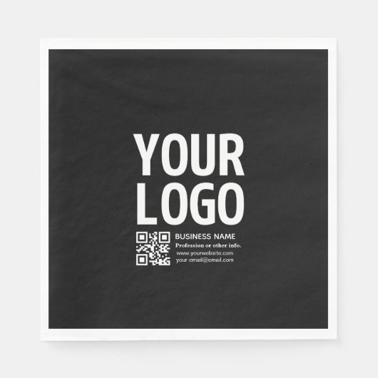 Ihr Logo mit editierbarem QR-Code und Text  Serviette (Vorderseite)