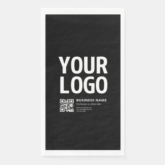 Ihr Logo mit editierbarem QR-Code und Text Serviette (Vorderseite)