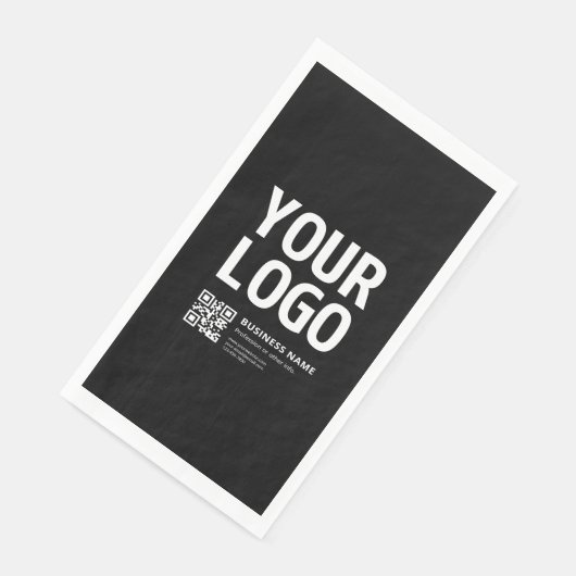 Ihr Logo mit editierbarem QR-Code und Text Serviette (Ecke)