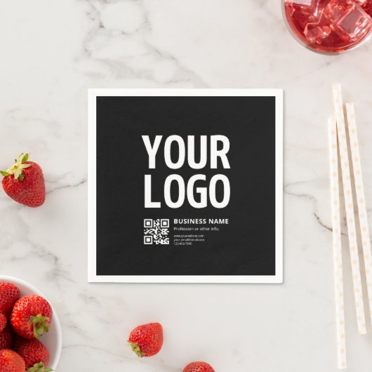 Ihr Logo mit editierbarem QR-Code und Text Serviette (Beispiel)