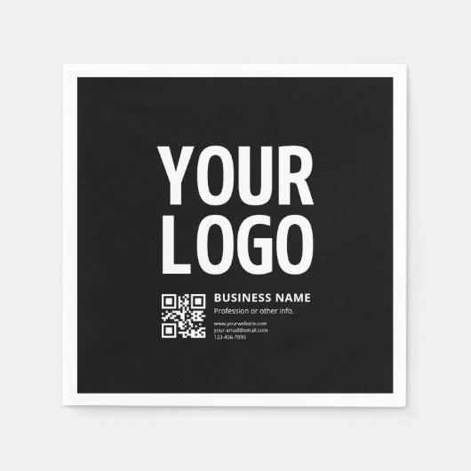 Ihr Logo mit editierbarem QR-Code und Text Serviette (Vorderseite)