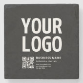 Ihr Logo mit editierbarem QR-Code und Text Steinuntersetzer (Vorderseite)