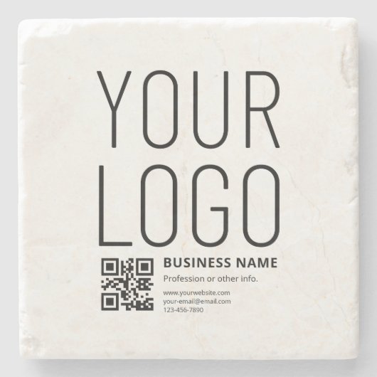 Ihr Logo mit editierbarem QR-Code und Text Steinuntersetzer (Vorderseite)