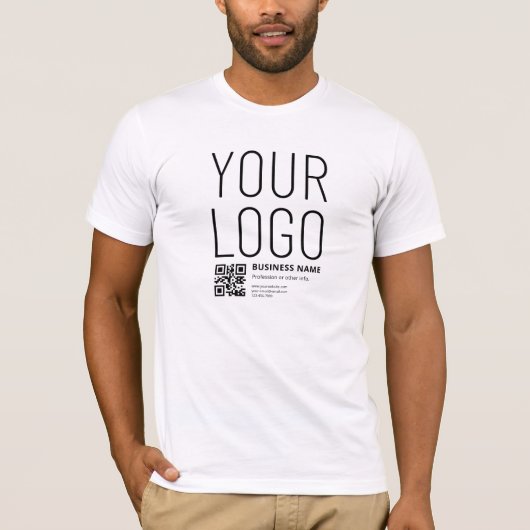 Ihr Logo mit editierbarem QR-Code und Text T-Shirt (Vorderseite)