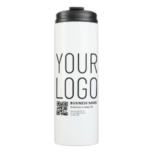 Ihr Logo mit editierbarem QR-Code und Text Thermosbecher