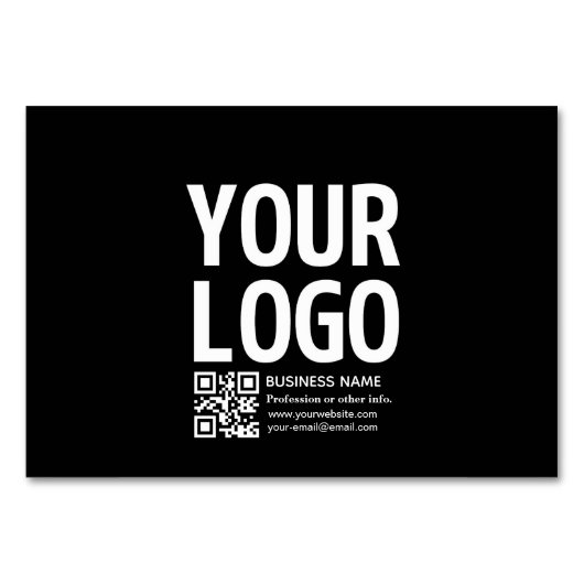 Ihr Logo mit editierbarem QR-Code und Text Tischnummer (Vorderseite)