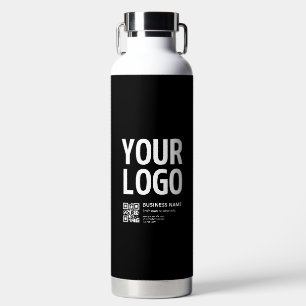 Ihr Logo mit editierbarem QR-Code und Text Trinkflasche