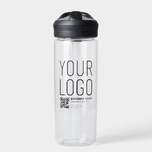 Ihr Logo mit editierbarem QR-Code und Text Trinkflasche
