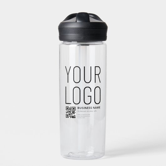 Ihr Logo mit editierbarem QR-Code und Text Trinkflasche (Vorderseite)