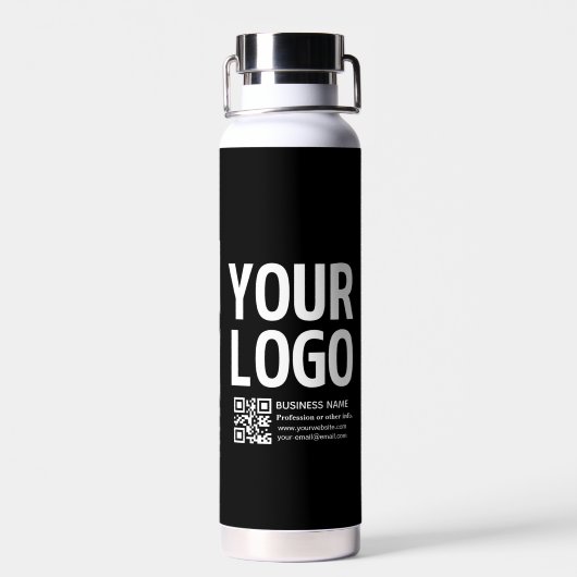 Ihr Logo mit editierbarem QR-Code und Text Trinkflasche (Rückseite)