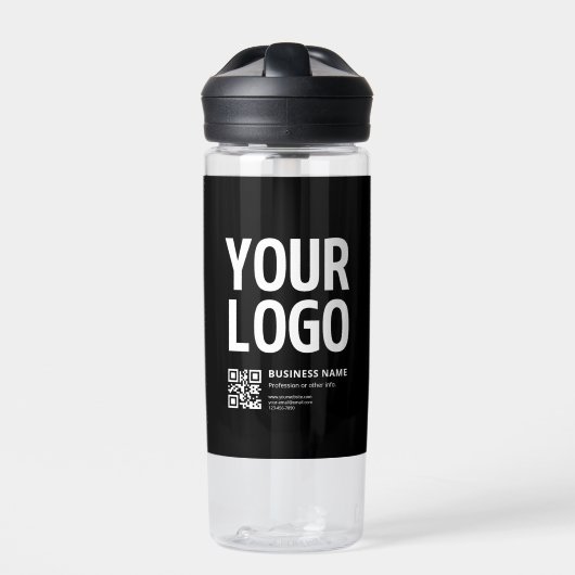Ihr Logo mit editierbarem QR-Code und Text Trinkflasche (Vorderseite)