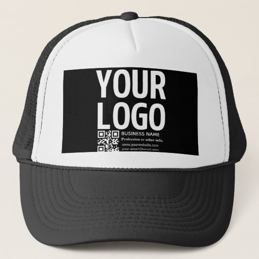 Ihr Logo mit editierbarem QR-Code und Text Truckerkappe (Vorderseite)