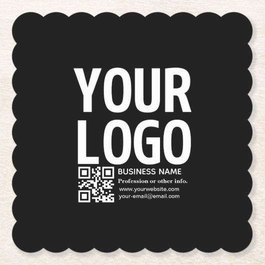 Ihr Logo mit editierbarem QR-Code und Text Untersetzer (Vorderseite)