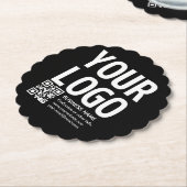 Ihr Logo mit editierbarem QR-Code und Text Untersetzer (angewinkelt)