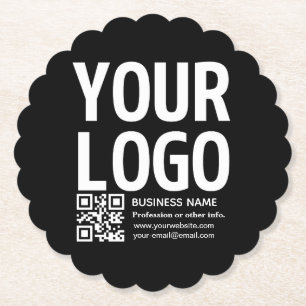 Ihr Logo mit editierbarem QR-Code und Text Untersetzer