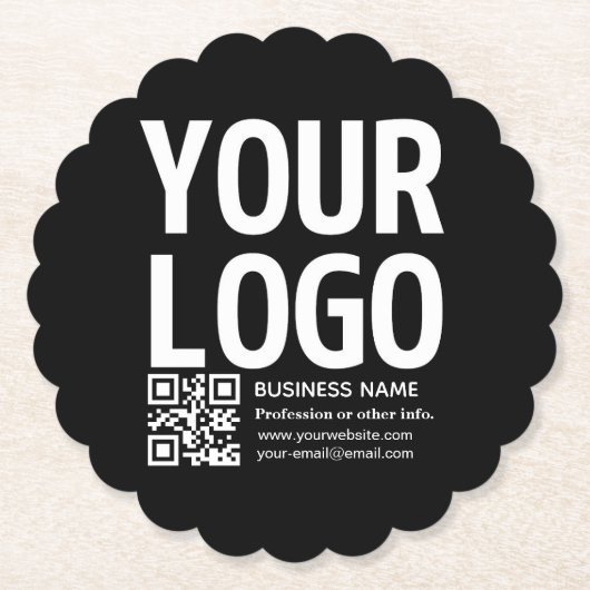Ihr Logo mit editierbarem QR-Code und Text Untersetzer (Vorderseite)