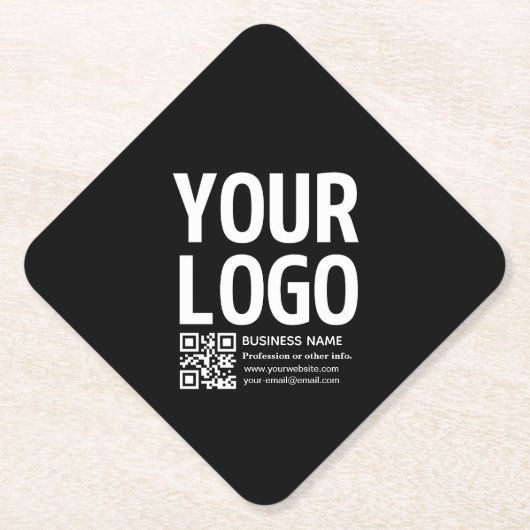 Ihr Logo mit editierbarem QR-Code und Text Untersetzer (Vorderseite)
