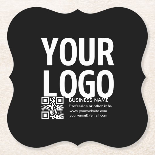 Ihr Logo mit editierbarem QR-Code und Text Untersetzer (Vorderseite)