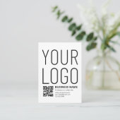 Ihr Logo mit editierbarem QR-Code und Text Visitenkarte (Stehend Vorderseite)