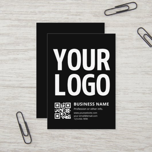Ihr Logo mit editierbarem QR-Code und Text Visitenkarte (Vorderseite/Rückseite Beispiel)