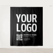 Ihr Logo mit editierbarem QR-Code und Text Wandteppich (Vorderseite)