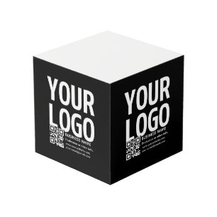 Ihr Logo mit editierbarem QR-Code und Text Würfel
